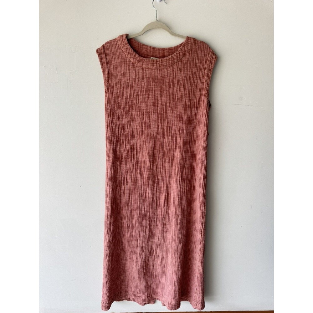 Faherty Dream Costa Dress M Dusty Rose Organic Cotton Gauze Midi